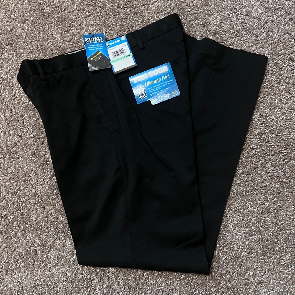 PGA Tour Men’s Motion Flex Pants Black NWT 34x32